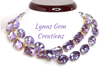 Violet Crystal Georgian Collet Necklaces, Anna Wintour Style Chokers, Purple Statement Jewellery