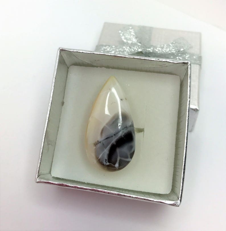 Dendritic Opal Cabochon Gemstone Sterling Silver Statement Ring Natural Stone Opal Gemstone Ring Unique Gift for Wife LynnsGemCreations