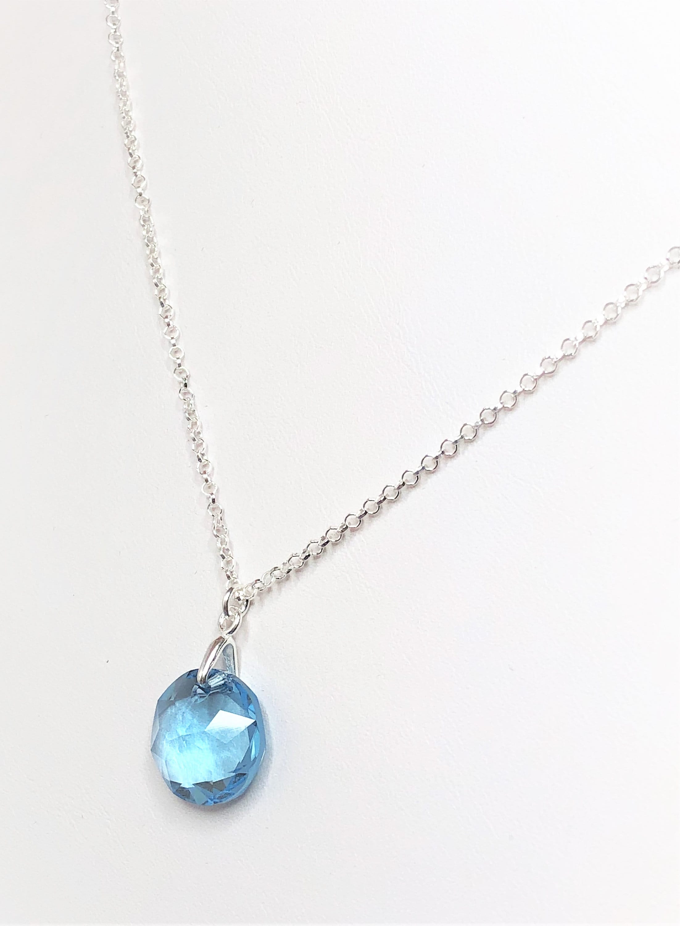 Aquamarine Crystal Pendant Sparkly Crystal Necklace Sky - Etsy UK