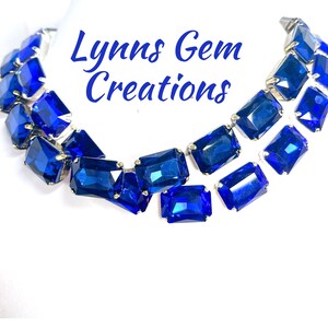 Blue Crystal Georgian Collet Necklaces, Anna Wintour Style, Capri Blue Montana Rhinestone Chokers, Blue Riviere, Necklaces for Women