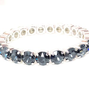 Black Austrian Crystal Stretch Bracelet, Jet Crystal, Tennis Bracelet, Bracelets for Women, Sparkly Gift for Her