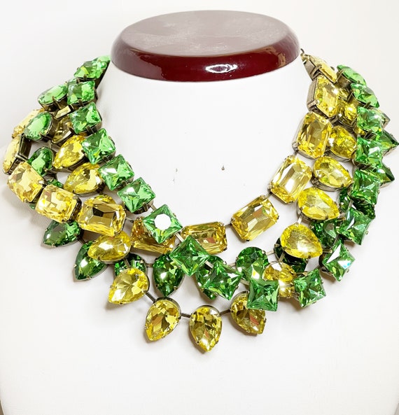 Green Crystal Necklace Peridot Georgian Collet Anna Wintour