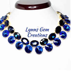 Anna Wintour Style Necklaces, Blue Sapphire Georgian Collet, Montana Crystal Choker, Riviere Necklace, Statement Necklace, Layering Chokers