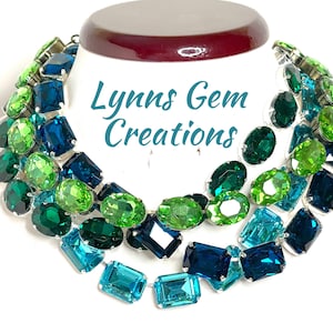 Peridot Aquamarine Georgian Collet Necklaces, Emerald Crystal Choker, Anna Wintour Style, Riviere Necklace, Necklaces for Women