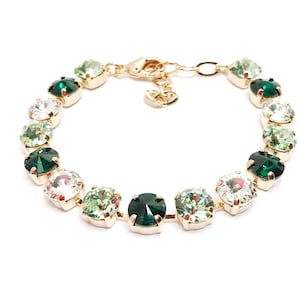 Emerald Mint Clear Austrian Crystal Bracelet, Gold Plated, Green Crystal Jewelry, Tennis Bracelet, Bracelets for Women, Gift for Her