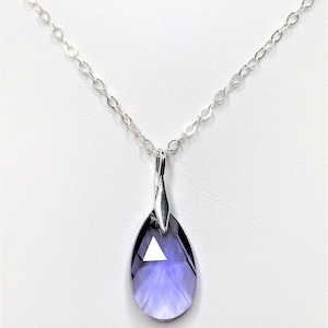 Tanzanite Teardrop Crystal Pendant, 925 Sterling Silver, Gold Filled, Purple Crystal Necklace, Purple Blue Necklace, Necklaces for Women