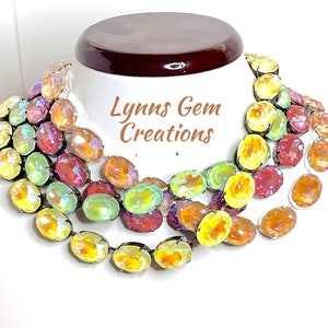 Anna Wintour Style Necklaces, Pastel Multicolour Crystal, Georgian Collet, Statement Choker, Vintage Necklaces, Necklaces For Women