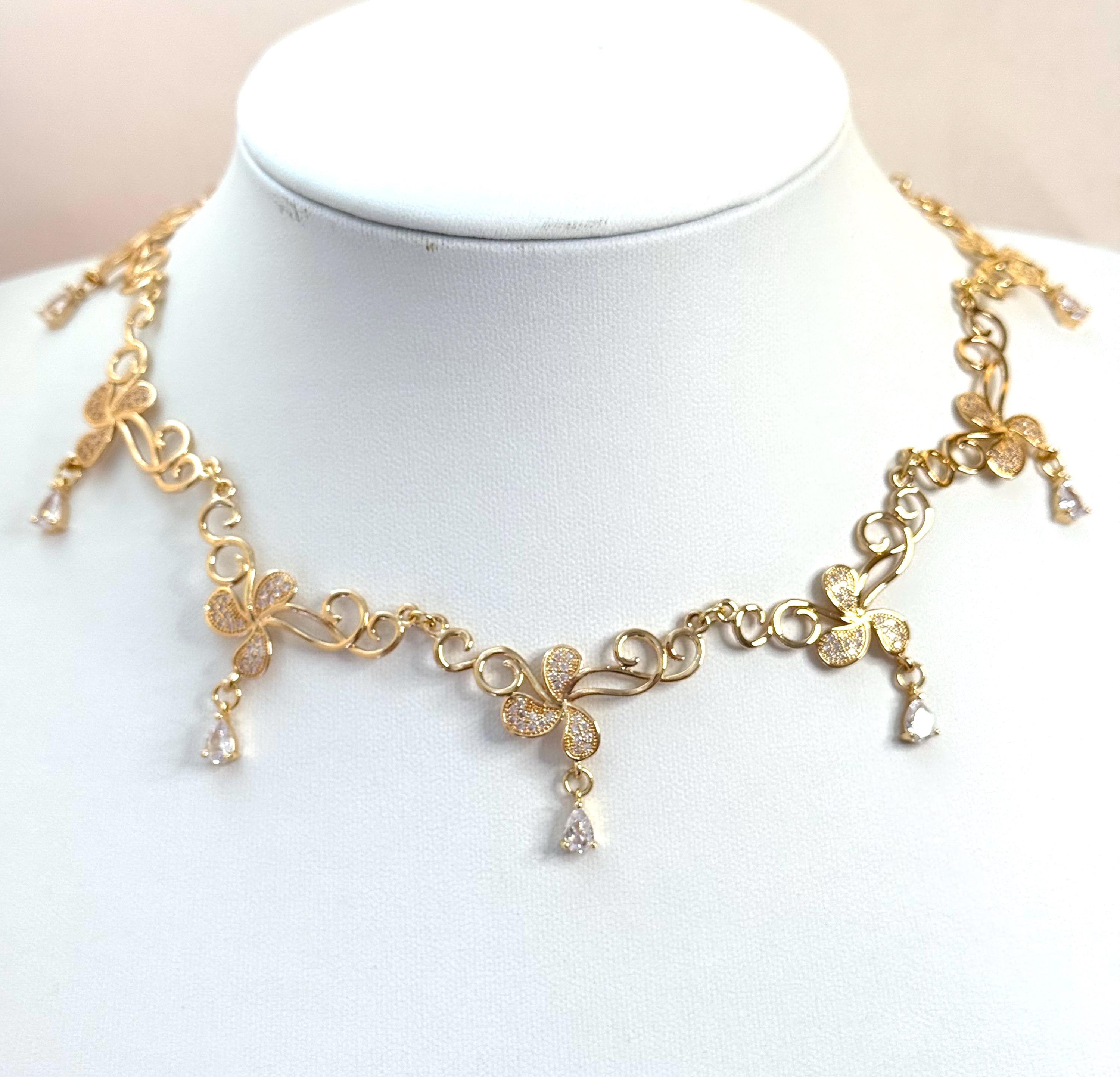 Gold Teardrop Crystal Fairycore Necklace: Regency Coquette Choker 