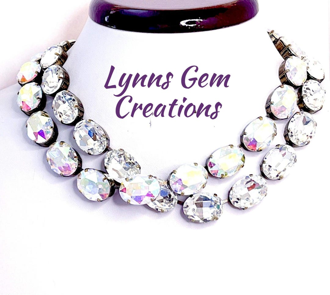 Clear AB Crystal Collet Necklaces: Georgian Style Statement