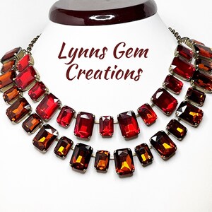 Anna Wintour Style Necklaces, Wine Red Georgian Collet, Burnt Orange Statement Choker, Vintage Choker, Riviere Necklace, Necklaces for Women