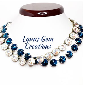 Blue Zircon Clear Georgian Necklaces, Statement Choker, Anna Wintour Style, Blue Riviere Necklace, Statement Jewelry, Necklaces For Women