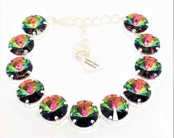 Vitrail Medium Crystal Bracelet, Austrian Crystal Bracelet, Multicolour Jewelry, Tennis Statement Jewellery,  Bracelets For Women