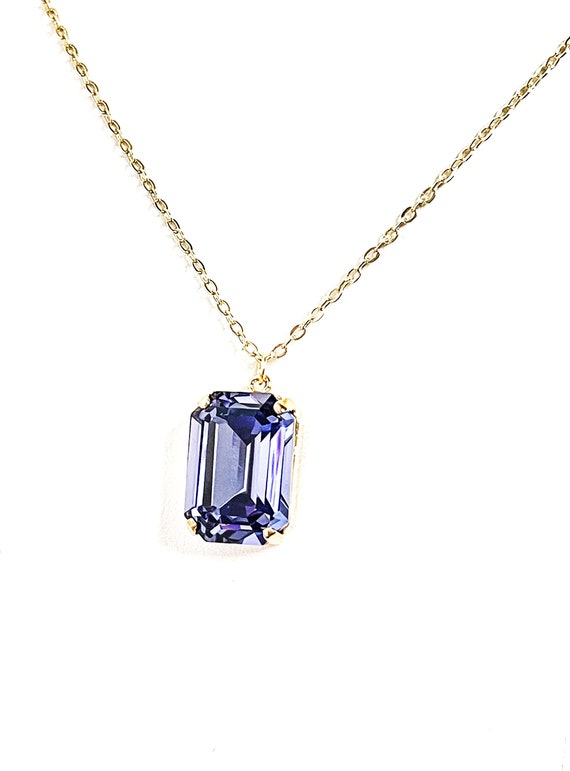 Crystal Rectangular Pendant - Tanzanite Crystal Rectangular Pendant - Tanzanite