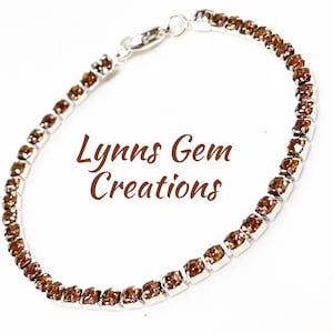 Dainty Light Topaz Crystal Bracelet: Silver Plated Tennis Bracelet