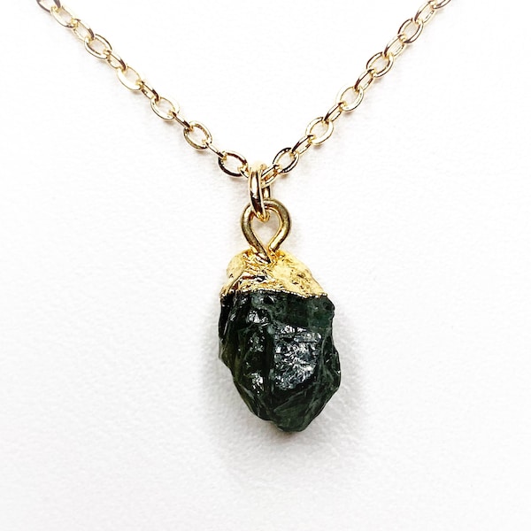 Green Sapphire Necklace, Gold Filled Chain, Natural Stone, Gemstone Pendant, Birthstone Necklace, Sapphire Jewellery, Necklaces For Women