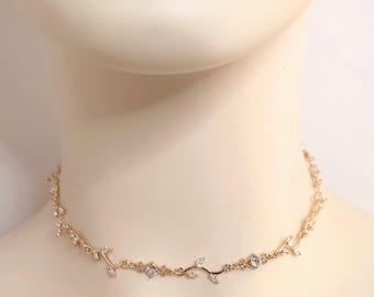 Crystal Vine Choker Necklace Earrings, Regency Coquette Jewelry