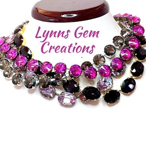Anna Wintour Style Necklaces, Purple Georgian Collet Rhinestone Chokers, Riviere Statement Jewelry, Layering Chokers, Necklaces for Women