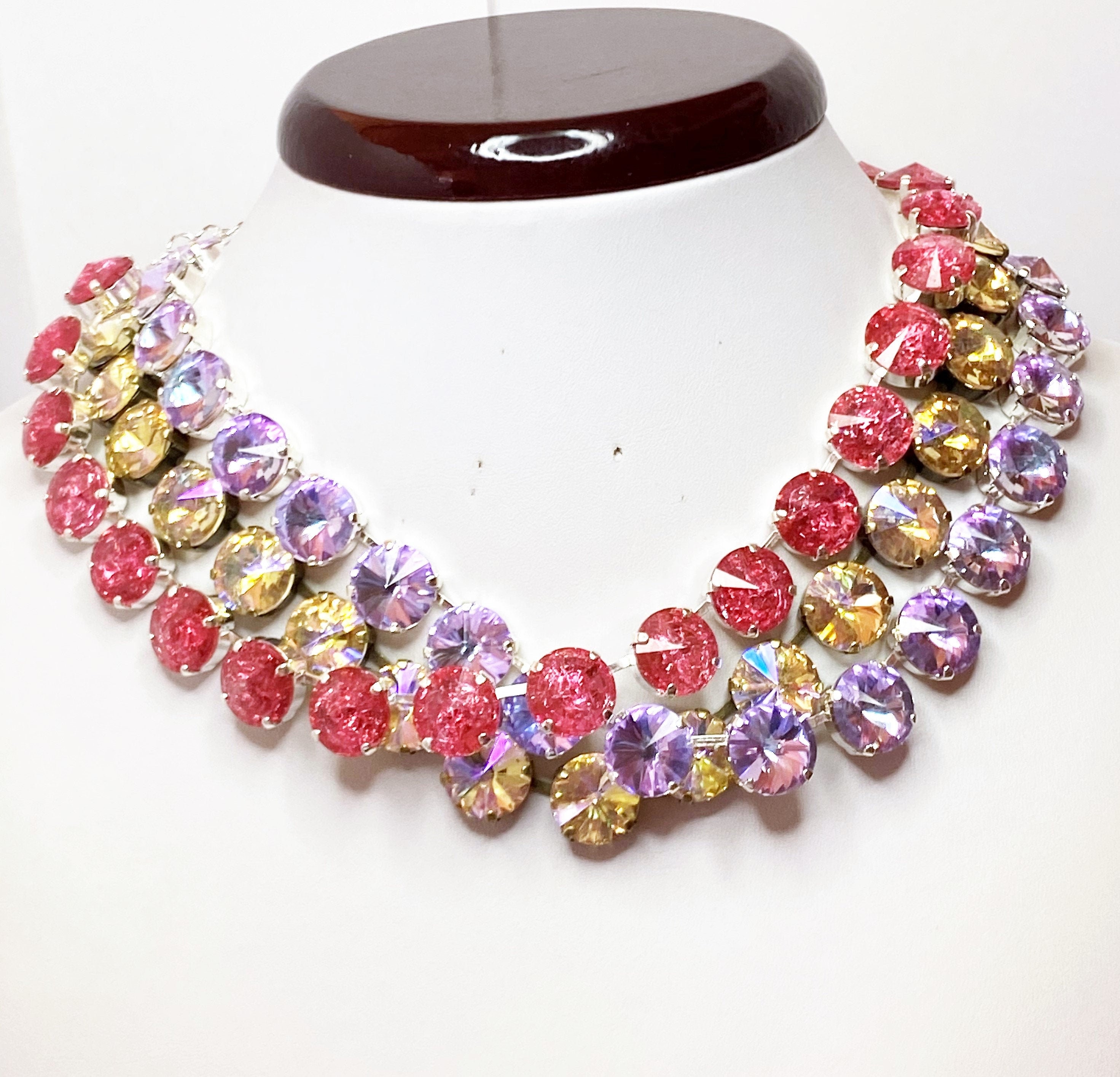 Anna Wintour Necklace Ice Red Crystal Necklace Purple Etsy Australia