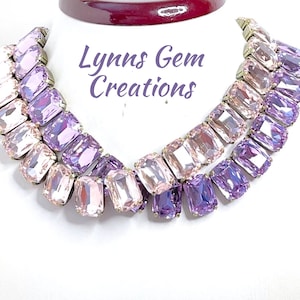 Violet Pink Georgian Collet Necklaces, Crystal Choker, Anna Wintour Style, Purple Riviere Necklace, Statement Necklaces for Women