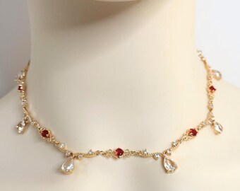 Collana Girocollo A Goccia Trasparente Con Fiore – Gioiello Matrimonio Bavaglino Dichiarazione