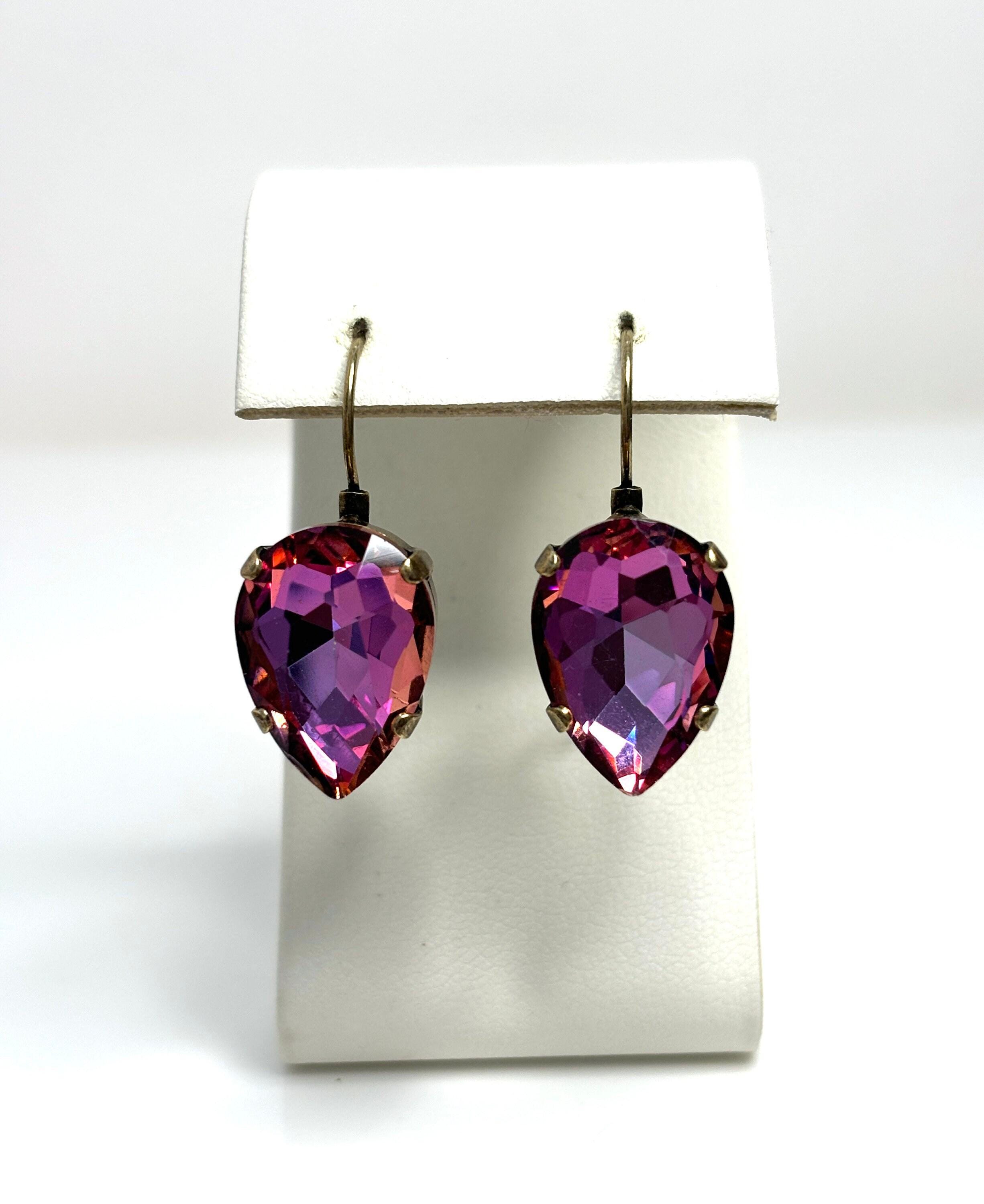 Boucles D'Oreilles Pendantes Dolce & Gabbana - Cristaux Roses, Perles & Motif Floral - Neuf Avec Étiquettes