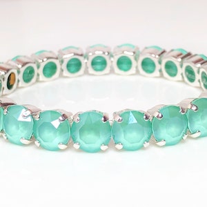 Mint Green Crystal Bracelet, Stretch Bracelet, Light Green Crystal Jewelry, Austrian Crystal, Tennis Bracelet, Bracelets For Women