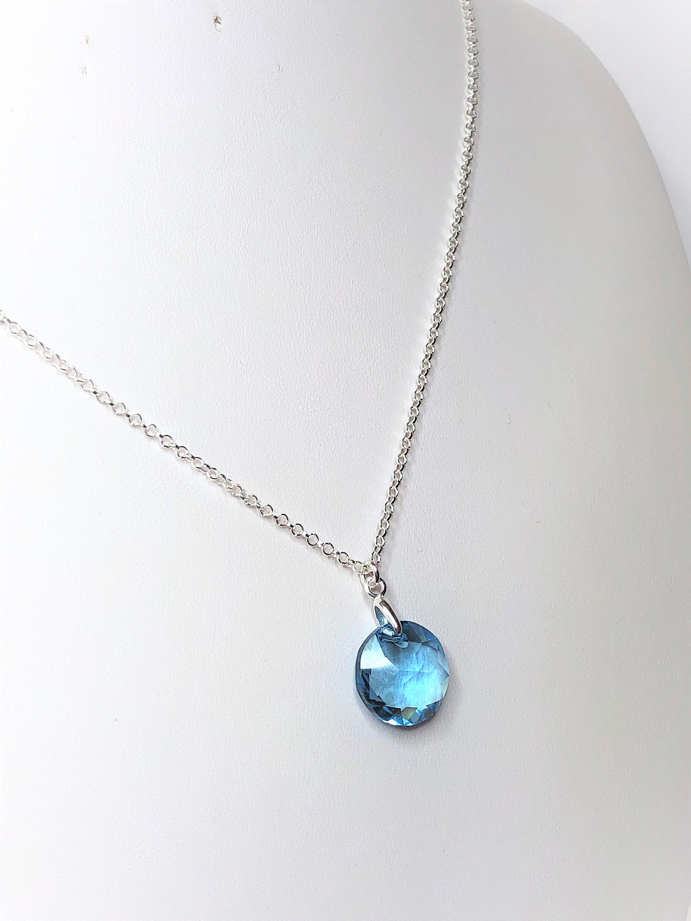 Aquamarine Crystal Pendant Sparkly Crystal Necklace Sky | Etsy