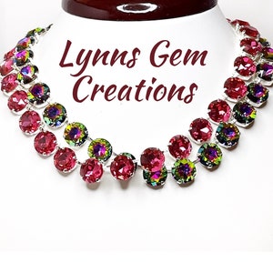Rose Rainbow Crystal Georgian Collet Necklace, Anna Wintour Style, Riviere Statement Necklaces, Layering Chokers, Birthday Gift for Her