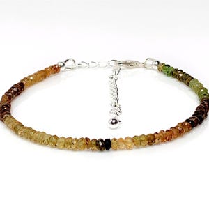 Natural Tourmaline Sterling Silver Bracelet, Natural Gemstone, October Birthstone, Dainty Beaded Bracelet, Bracelets for Women, Gift forHer.
