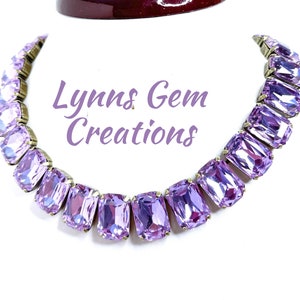 Purple Crystal Georgian Collet Necklace, Violet Crystal Choker, Anna Wintour Style, Riviere Necklace, Statement Necklace for Women