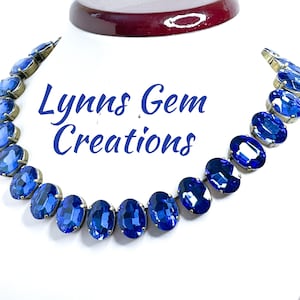 Collar estilo Anna Wintour, collar georgiano ovalado de zafiro, gargantilla de cristal, collar Riviere azul, gargantilla llamativa, collares para mujer