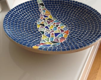 mosaic design bowl,handcrafted bamboo mosaic bowl, mosaic art home decoration, glass mosaic bamboo bowl blue, multicolor bamboo bowl