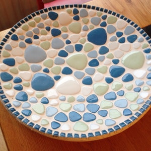 SALE glasmosaic bowl circles, mosaic circle bowl, home decoration mosaic bamboo bowl,white, blue, green