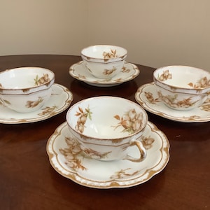 Antique Haviland & Co Limoges France Four Cups and Saucers.