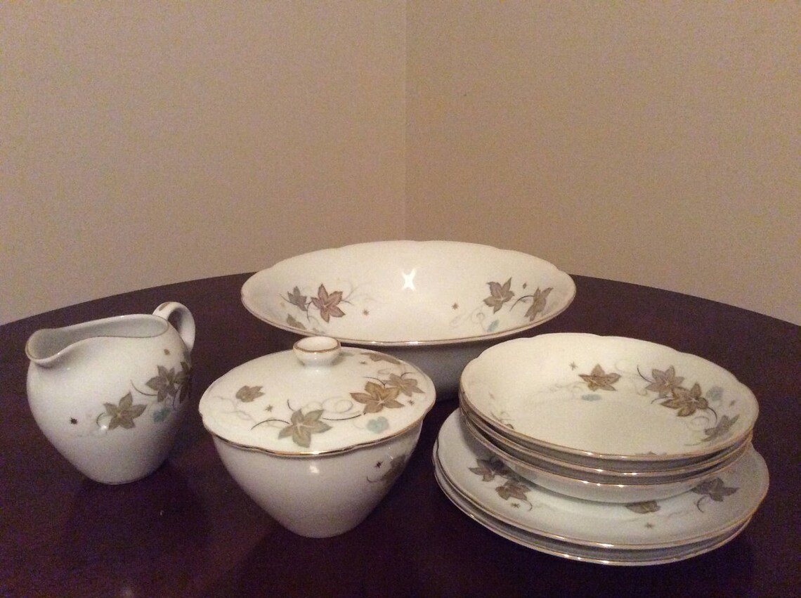 Pretty Kyoto Fine China Pieces With Creamer/sugar Bowls Maple Etsy