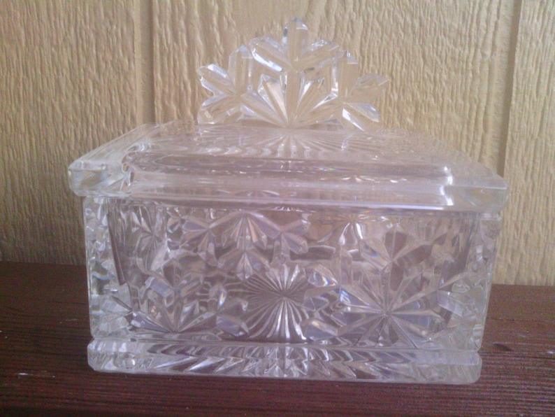 Elegant Cut Glass Lidded Candy Holder With Snowflake Design Etsy