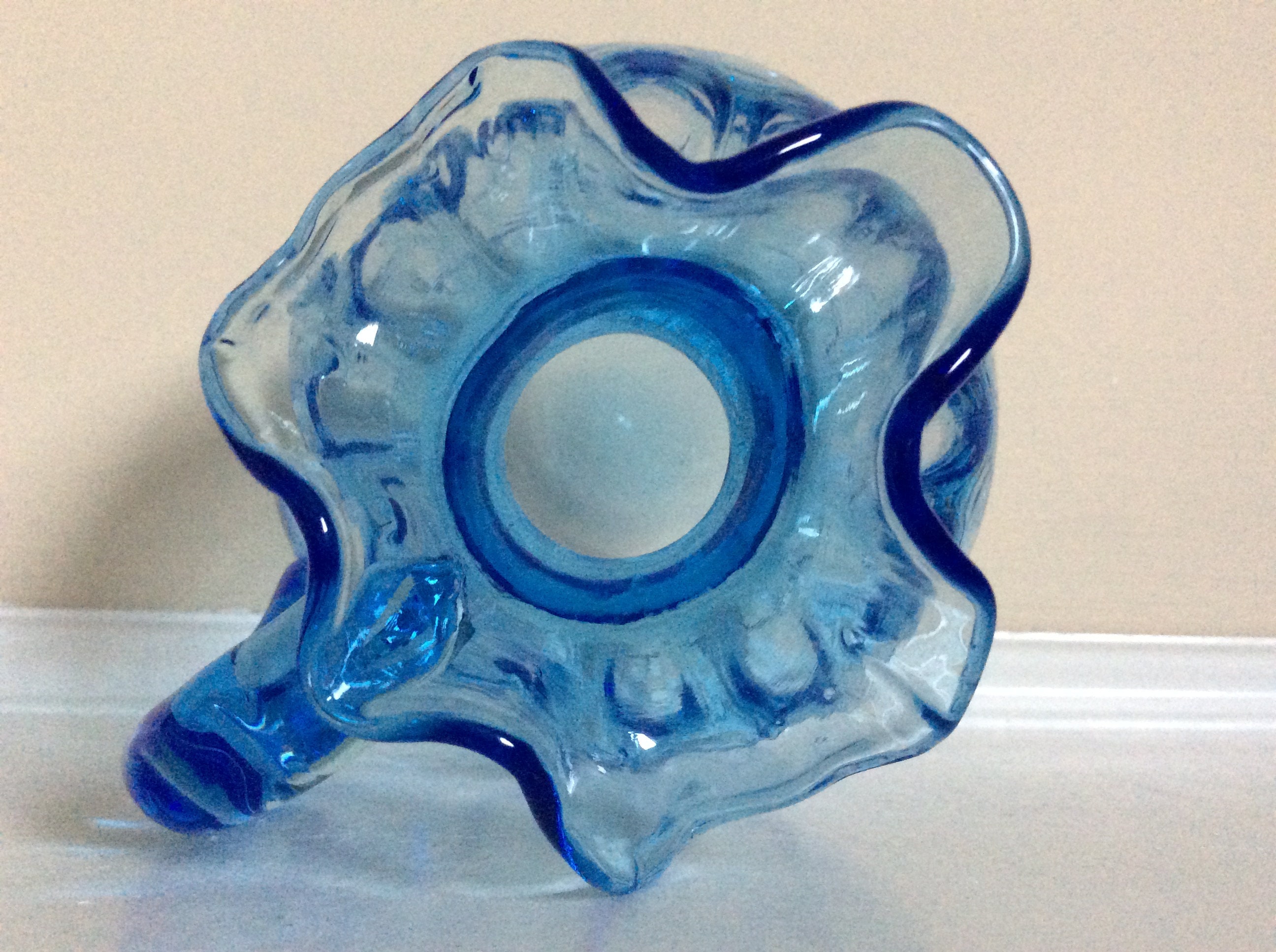 A Small Fenton Blue Glass Coin Dot Pitcher With a Ruffled Top. - Etsy