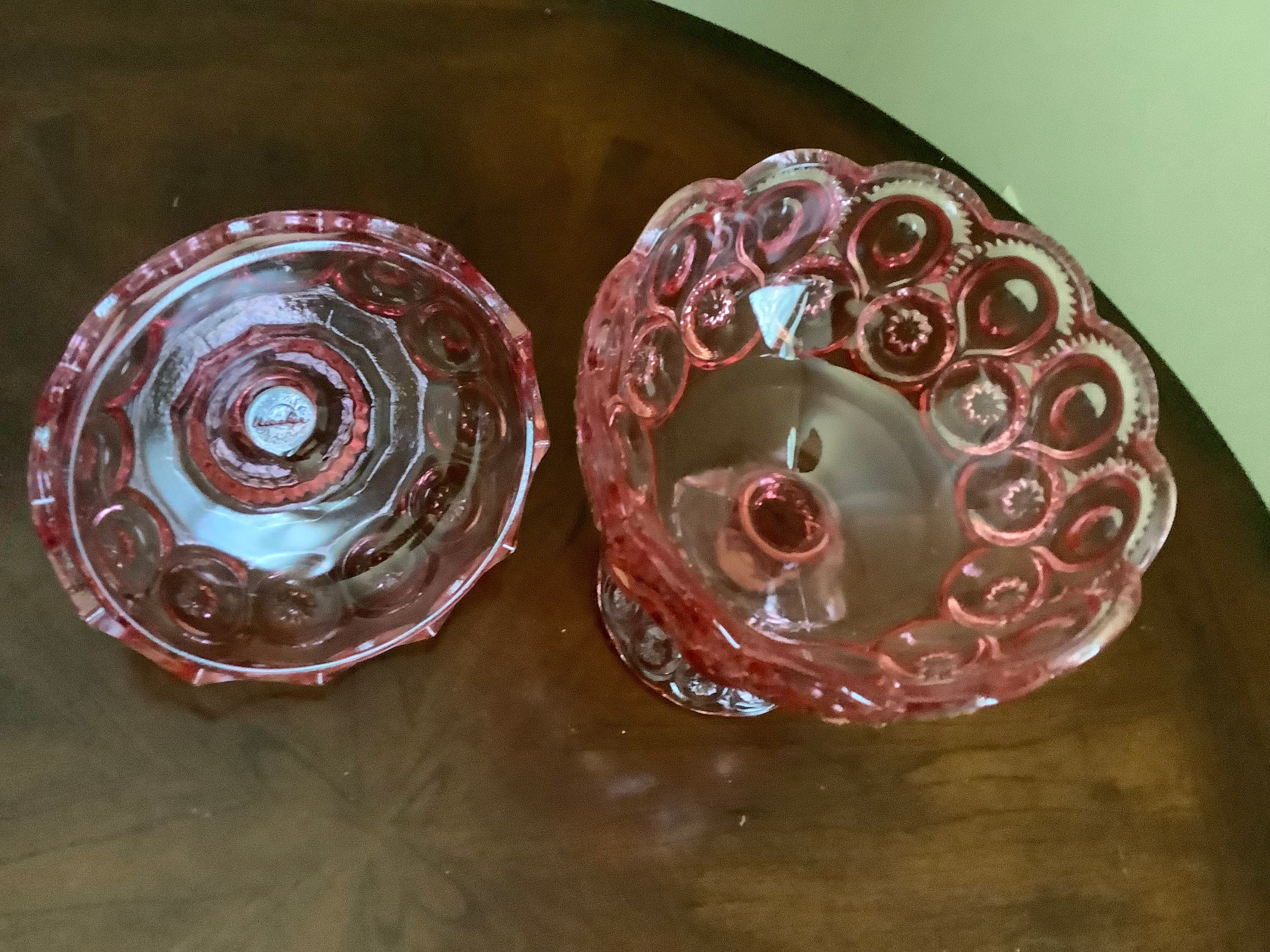 L.E Smith Moon and Stars Large Pink Weisher Glass Compote Candy Dish. - Etsy L.E Smith Moon and Stars Large Pink Weisher Glass Compote Candy Dish. - Etsy