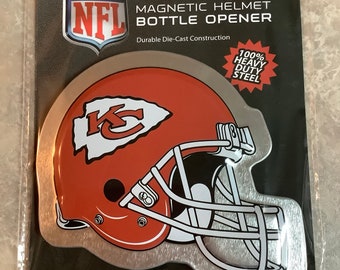 New Vtg! Kansas City Chiefs NFL Magnetic Helmet Bottle Opener 100% Heavy Duty Steel