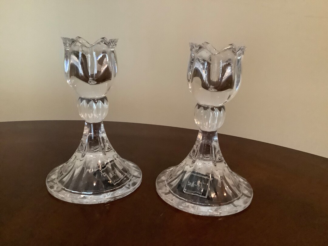 Mikasa Clear Lead Crystal Pair of Spring Ritual Candleholders With a ...