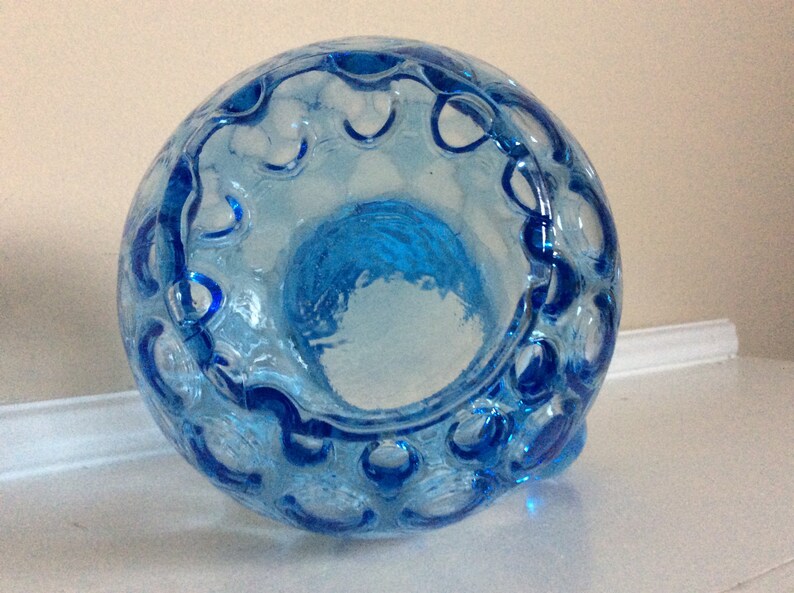 A Small Fenton Blue Glass Coin Dot Pitcher With a Ruffled Top. - Etsy