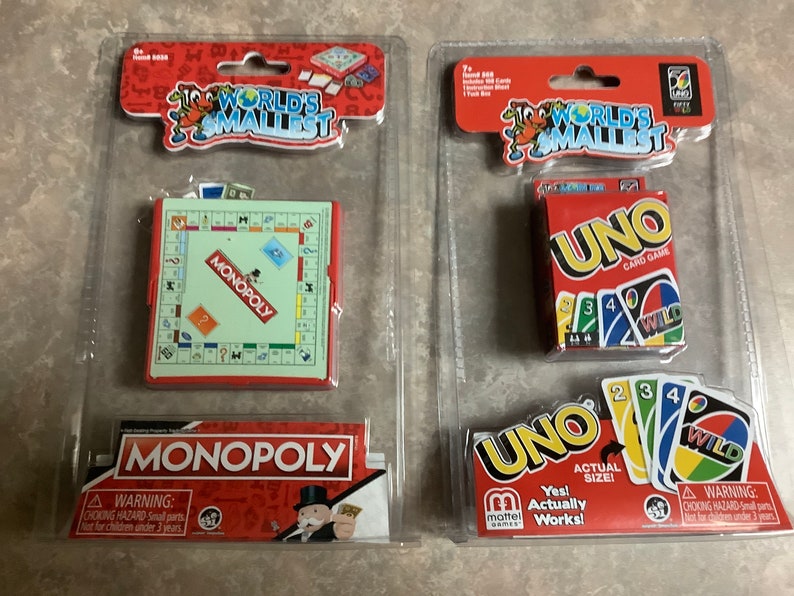 New! World's Smallest Uno and Monopoly Board Games - Mattel Hasbro - Etsy