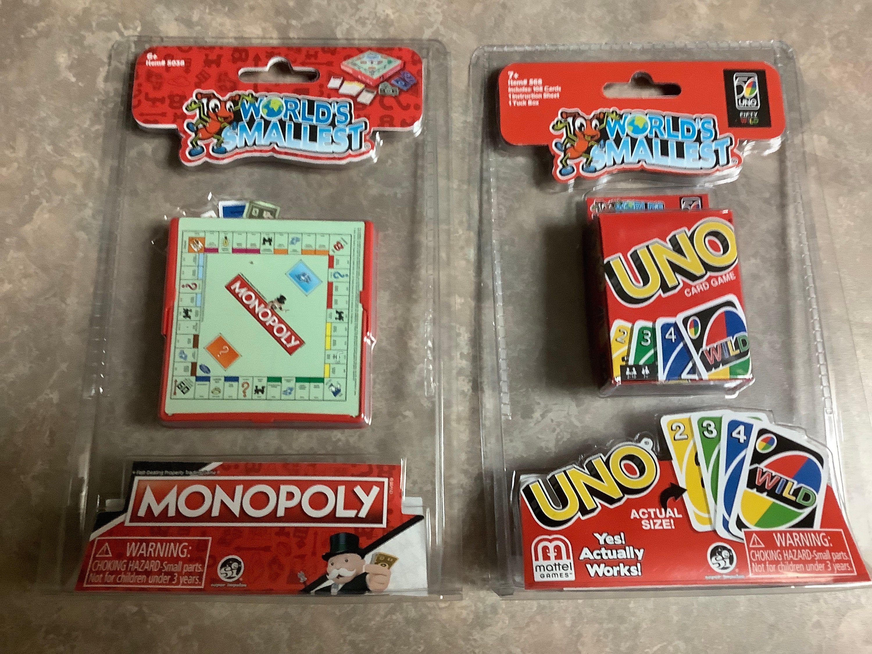 Worlds Smallest Uno and Monopoly Board Games, for 7 Y.o and Up