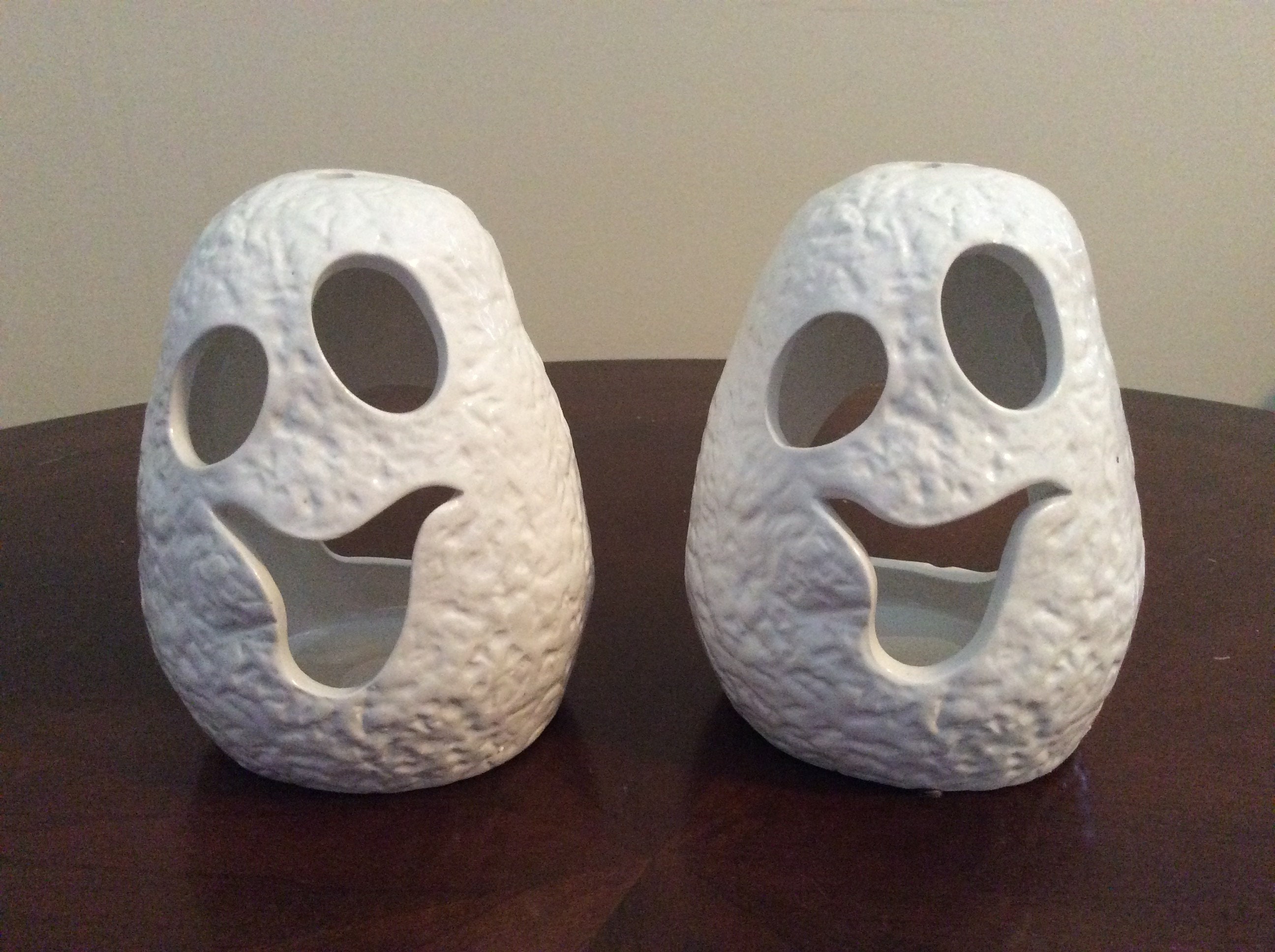 A Set Of Ceramic Halloween Ghost Candle Holders. Etsy