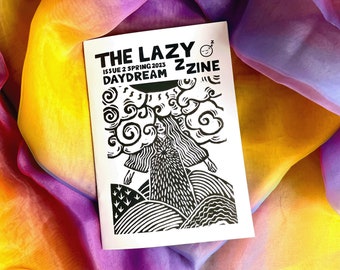 The Lazy Zine Spring Issue Daydream illustrated hand made rest and self care zine printed copy with stickers