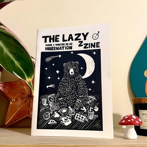 The Lazy Zine Winter Issue Hibernation illustrated hand made rest and self care zine printed copy with stickers image 6
