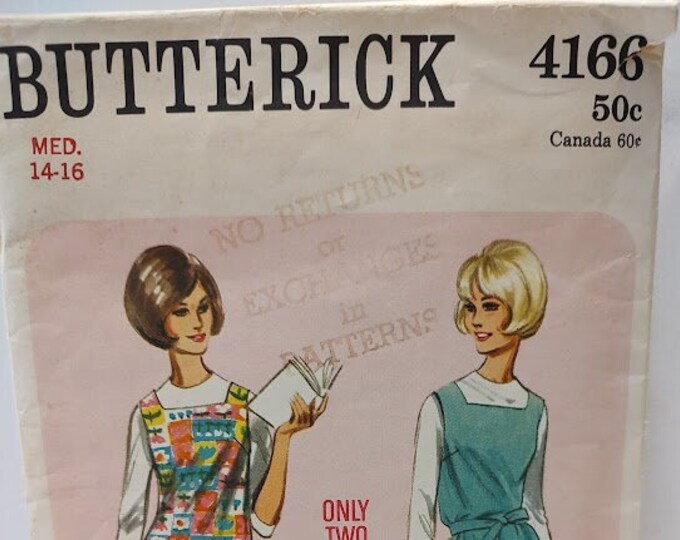 Butterick #4166 Apron in Two Versions ~ Apron Sewing Pattern Size Med ...