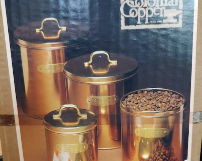 Colonial Copper Canister Set NOS Coppertone Coated on Steel Canister
