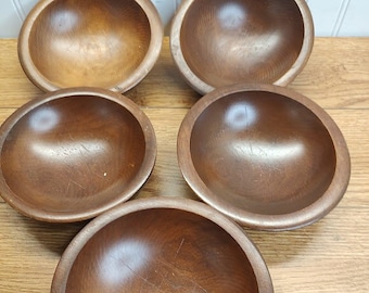 Woodcroftery Wooden Salad Bowls Set of Five Individual Bowls ~ Wooden Salad Bowl ~