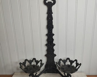 Gothic Metal Wall Mount Double Sconce 1497 Oil Lamp / Candle Holder